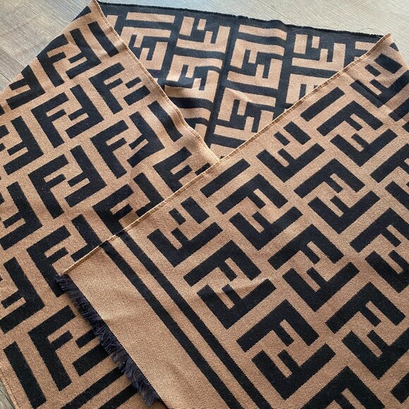 Fendi Beige Wool/Silk Scarf - Picture 3 of 6